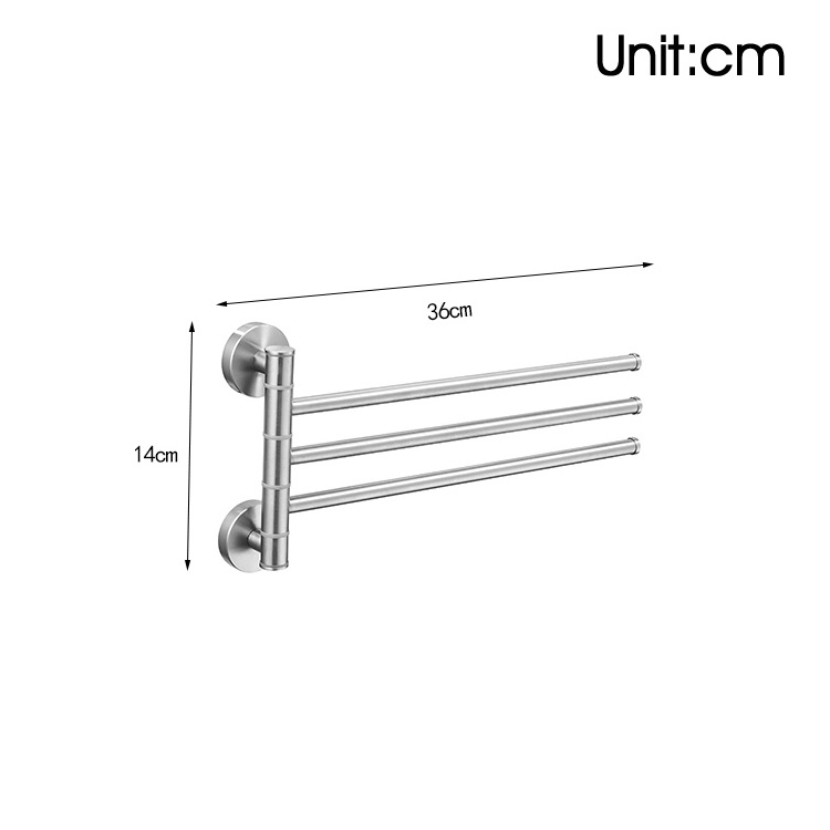 Beelee Bathroom Stainless Steel Towel Rail Brushed Foldable Towel Bar