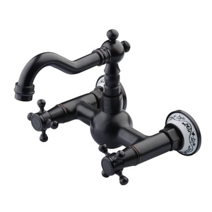 Beelee Oil Rubbed Bronze Wall Mount Two Handles Bathtub Faucet with Hand Shower