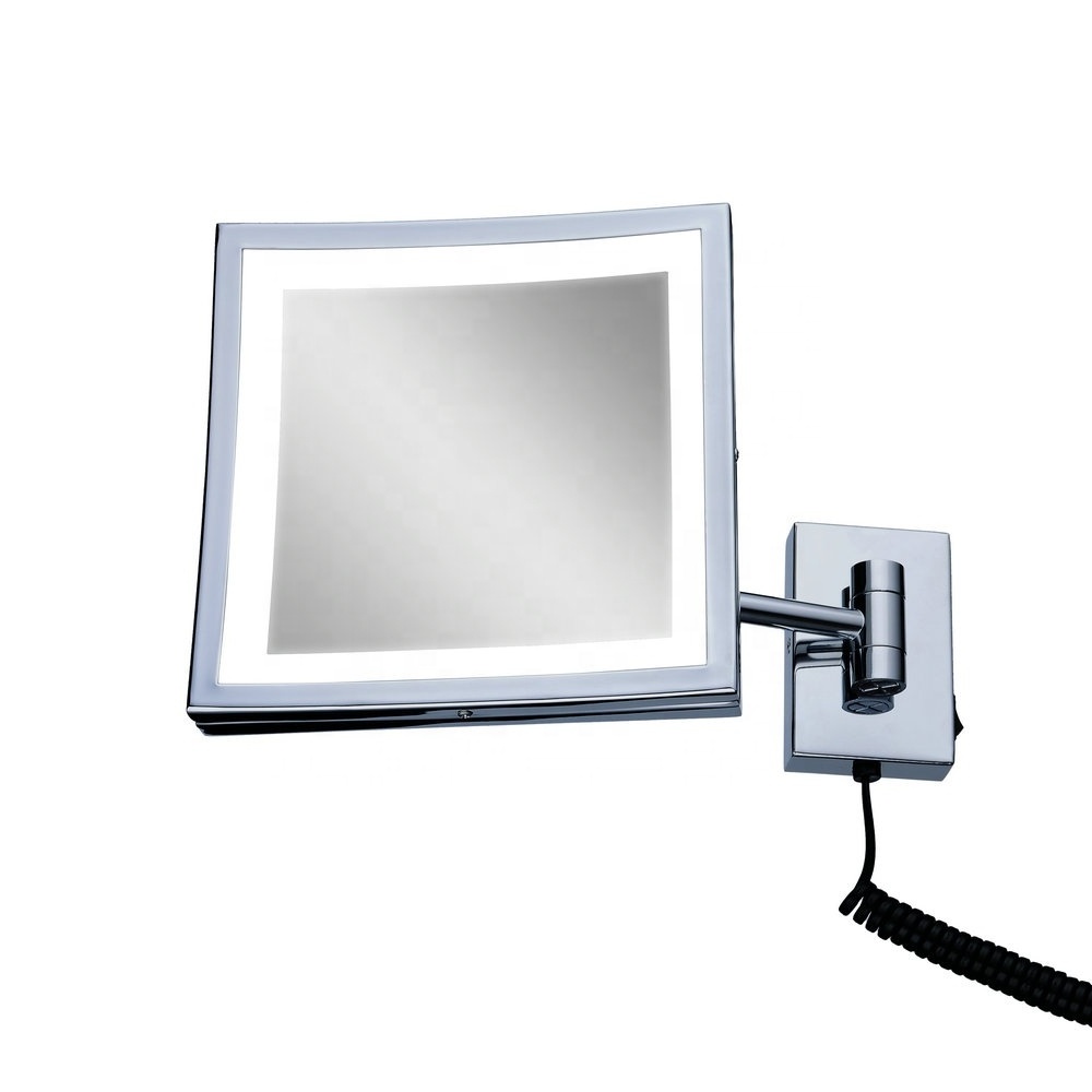 Beelee 3x magnify Hotel Led Swing Arm Wall Mounted Lighted Vanity Cosmetic Makeup Bathroom Mirrors With Light