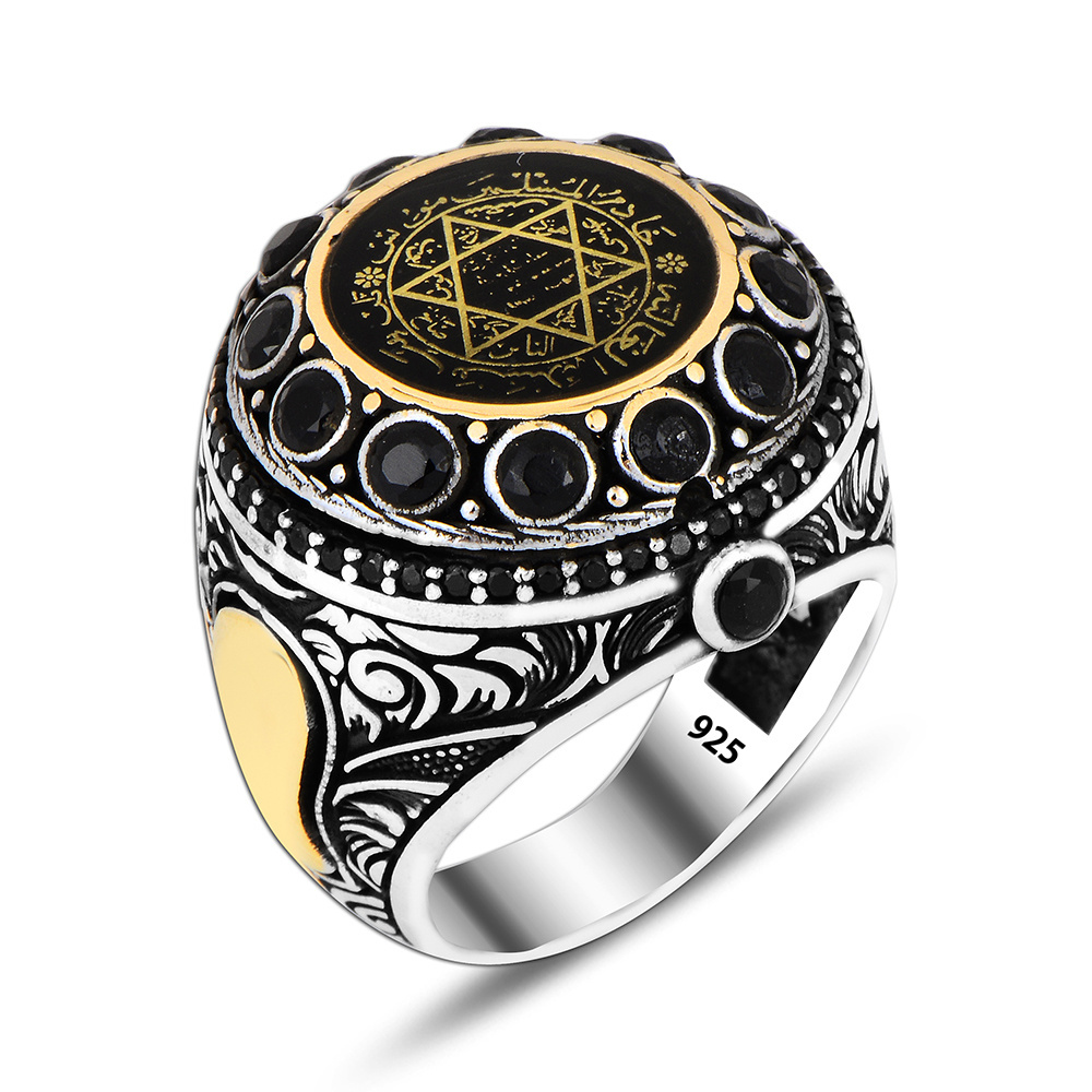 Solomon Seal Statenent Signet Mens Ring Accessories Ottoman Gift for Man Traditional Turkish Ring for Men Trendy Vintage Ring