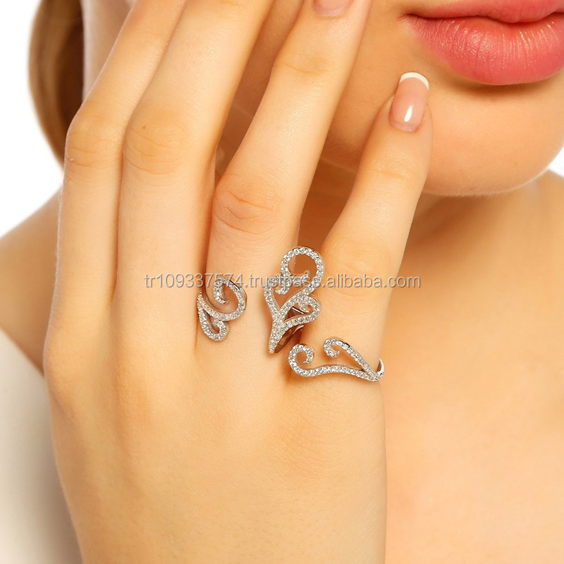 925K Sterling Silver Double Knuckle Ladies Ring