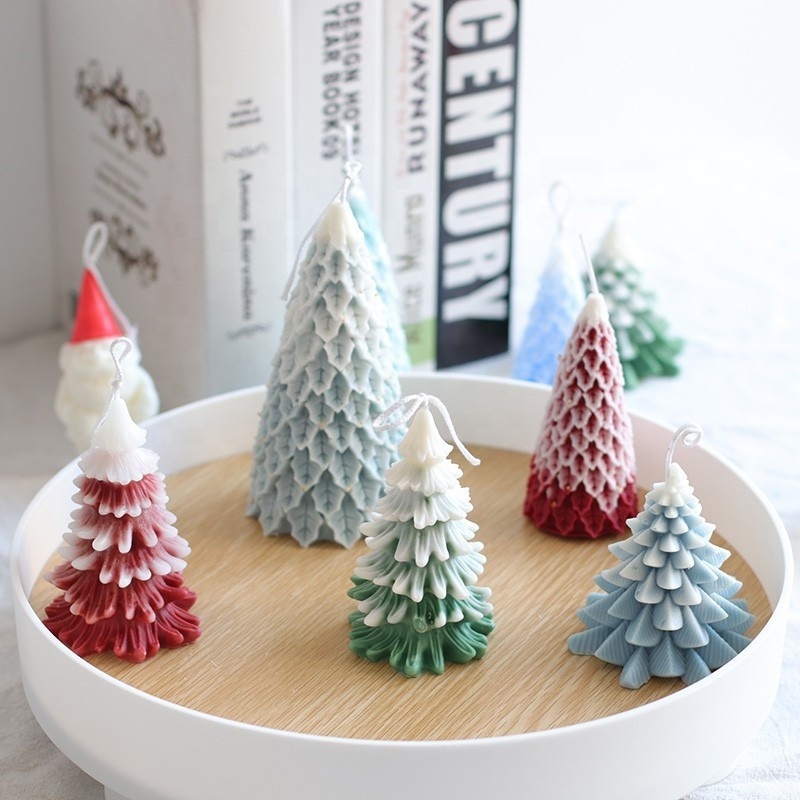 Beeman Resin Plaster Art Home Decoration Christmas Tree Snowman Santa Claus Silicone DIY Candle Mold