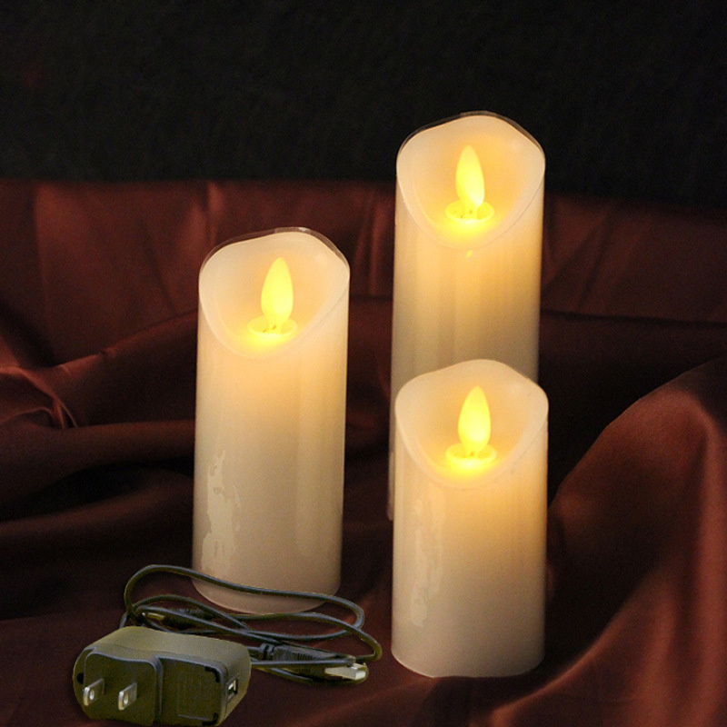 Beeman Led Pillar Candles Rechargeable Flameless Flickering Usb Candle For Home Decor Wedding