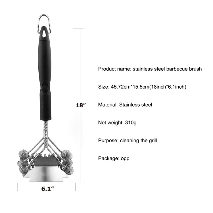 Beeman Heavy Duty Bristle Free Stainless Steel Clean Barbecue Bbq Grill Cleaning Brush And Scraper