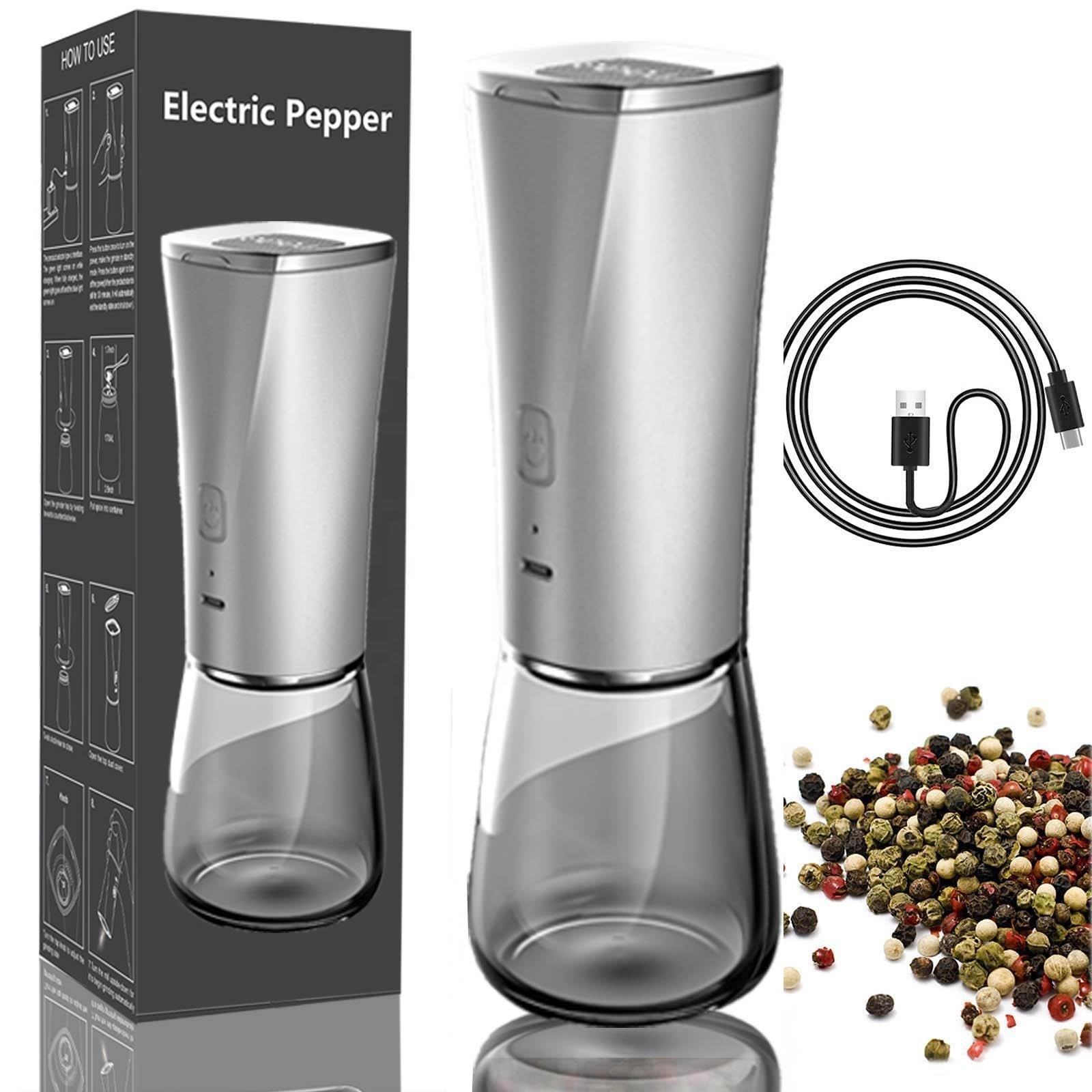 Beeman Automatic Round Rechargeable Wireless Usb Salt And Pepper Shaker Electric Pepper Grinder For Kitchen