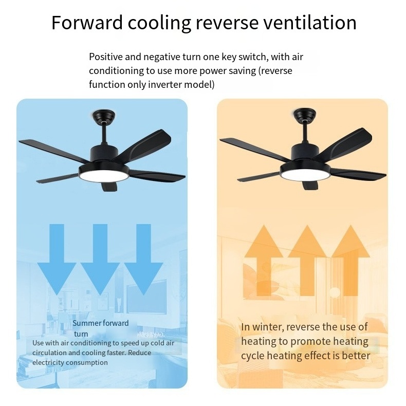 Beeman Led Dimmable Dc Reversible Modern Ceiling Fan Wide Angle Air Supply 5 Blades Remote Controlled Ceiling Fan Light