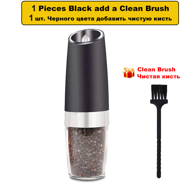 Beeman 2 PCS Gravity Automatic  Stainless Steel Ceramic Spice and Herbs Mill Electric Salt and Pepper Grinder