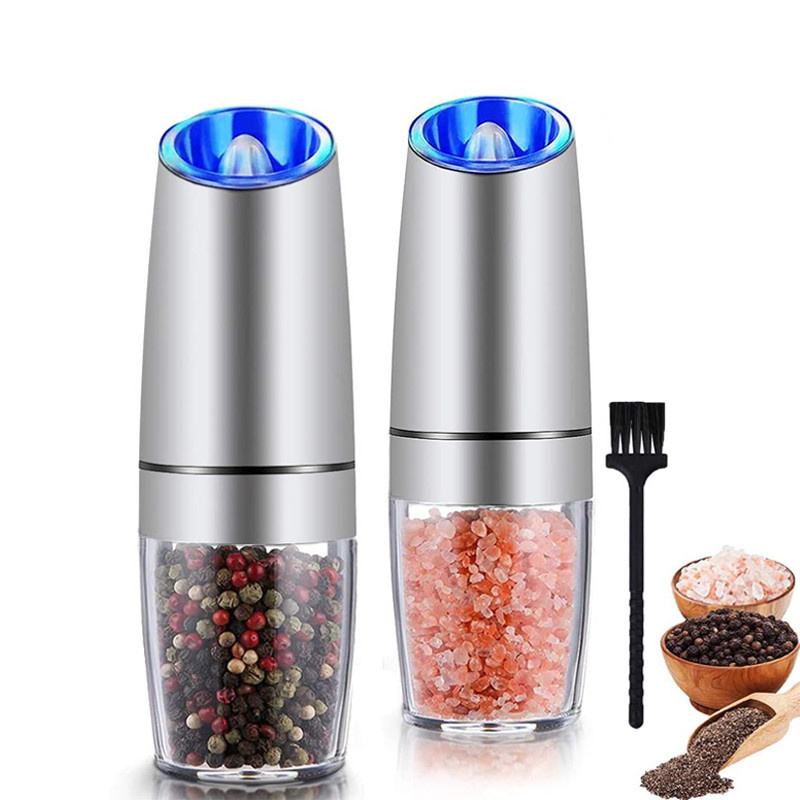 Beeman 2 PCS Gravity Automatic  Stainless Steel Ceramic Spice and Herbs Mill Electric Salt and Pepper Grinder