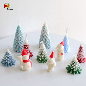 Beeman Resin Plaster Art Home Decoration Christmas Tree Snowman Santa Claus Silicone DIY Candle Mold