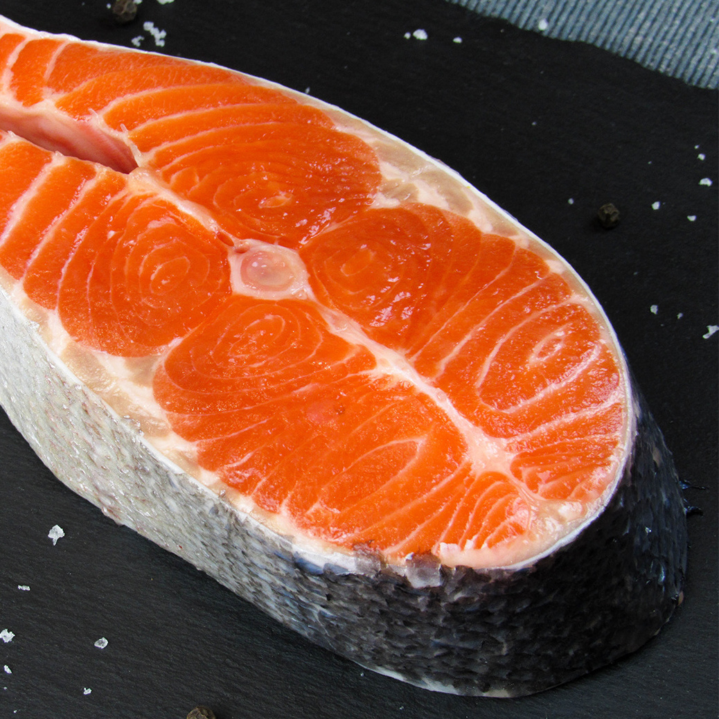 Frozen salmon fish fillet Norway seafood fillet portions loins steaks slices private label for wholesale price