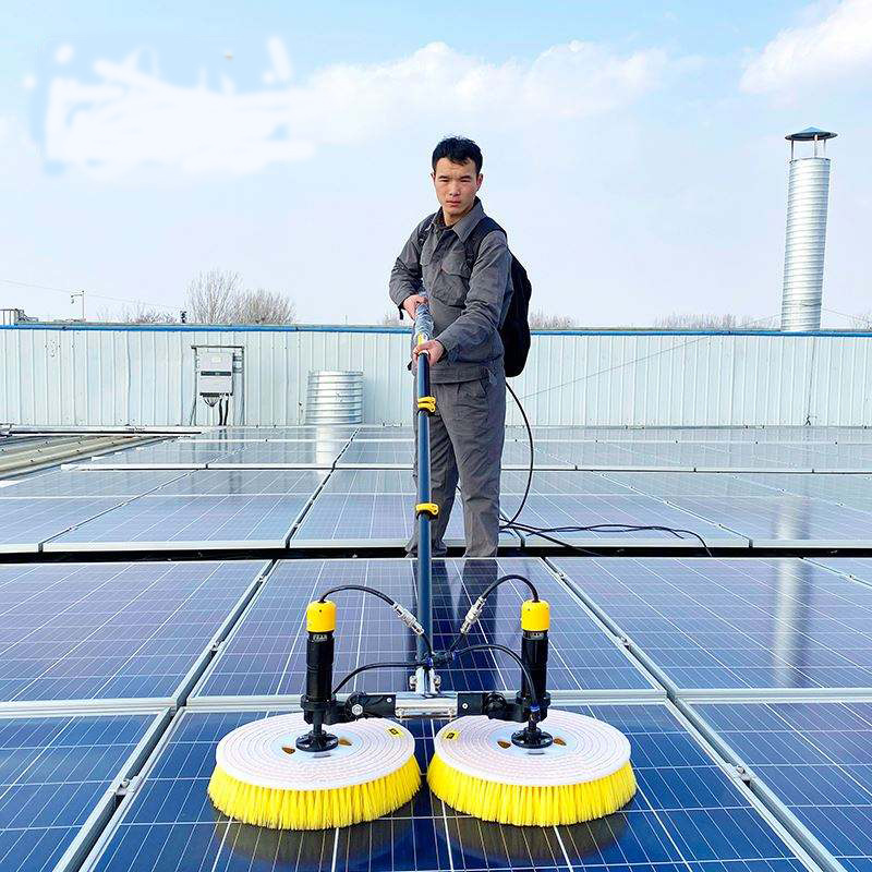 Electric Water Fed Brush Double Head Electric Cleaning Brush Kits For Solar Panel Cleaning brush PV Cleaning Panel Robot