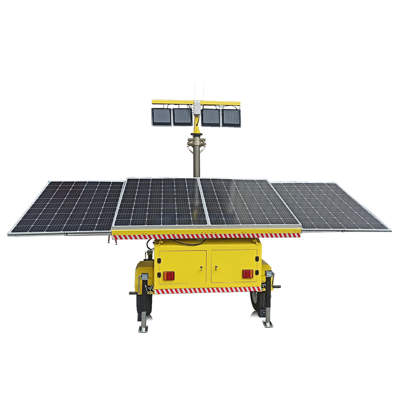 Customized Height 4M~8M Mobile/Trailer 4 Lamps LED Mobile Solar Lighting Towers Solar Power Trailer