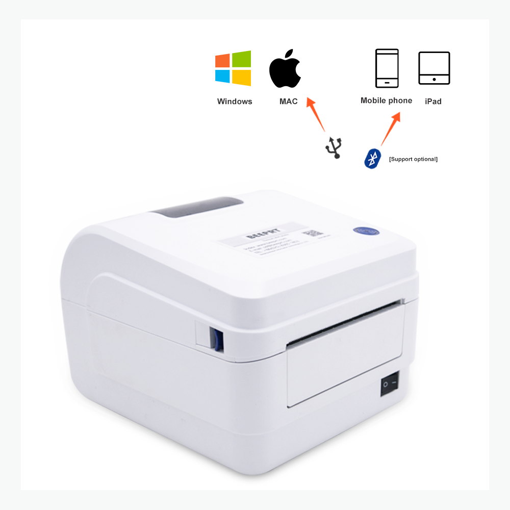 Beeprt 4*6 110mm thermal label printer shipping address label printer sticker QR code printer with Blue-tooth for express