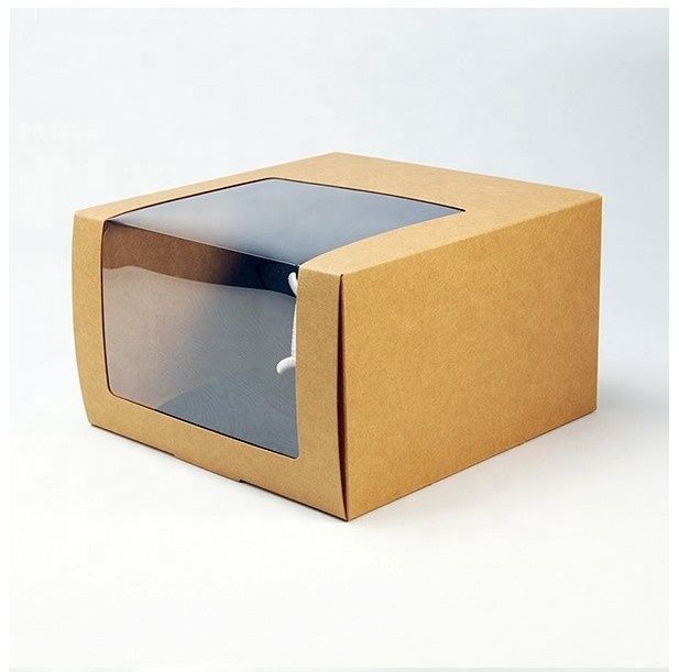 300gsm Collapsible Kraft With Window Custom Hat Boxes Pvc Plastic Box