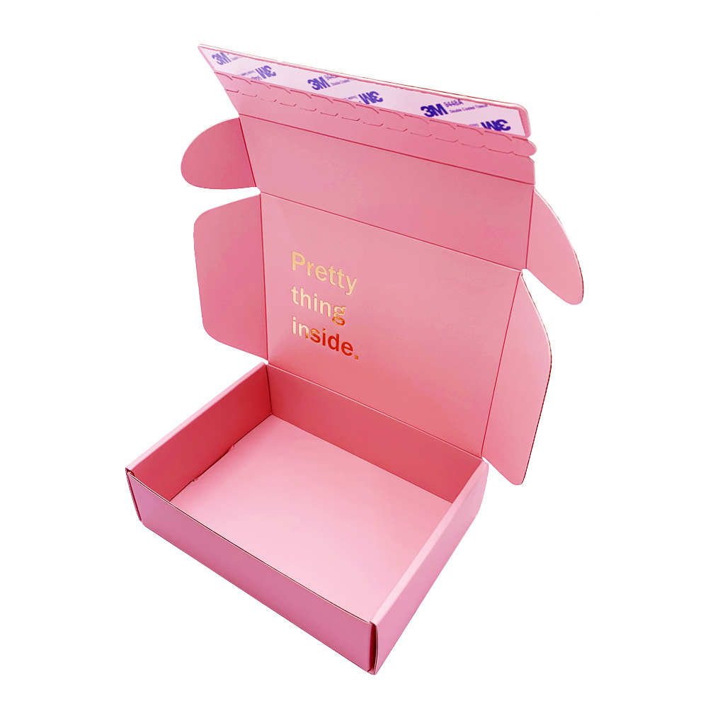 Hot sale zipper Luxury Shipping Mailer Paper Box Self-adhesive Sealing Tear-off Strip Pink Paper Box