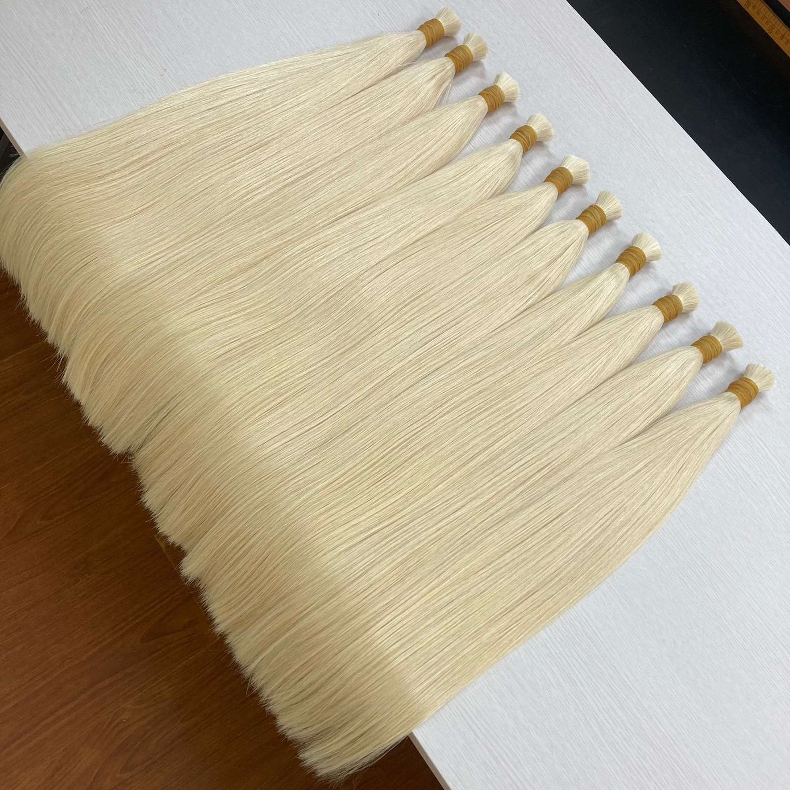 Cuticle Aligned Remy Hair Vietnamese Double Drawn High Quality Hair Raw Bulk White Blonde Hair