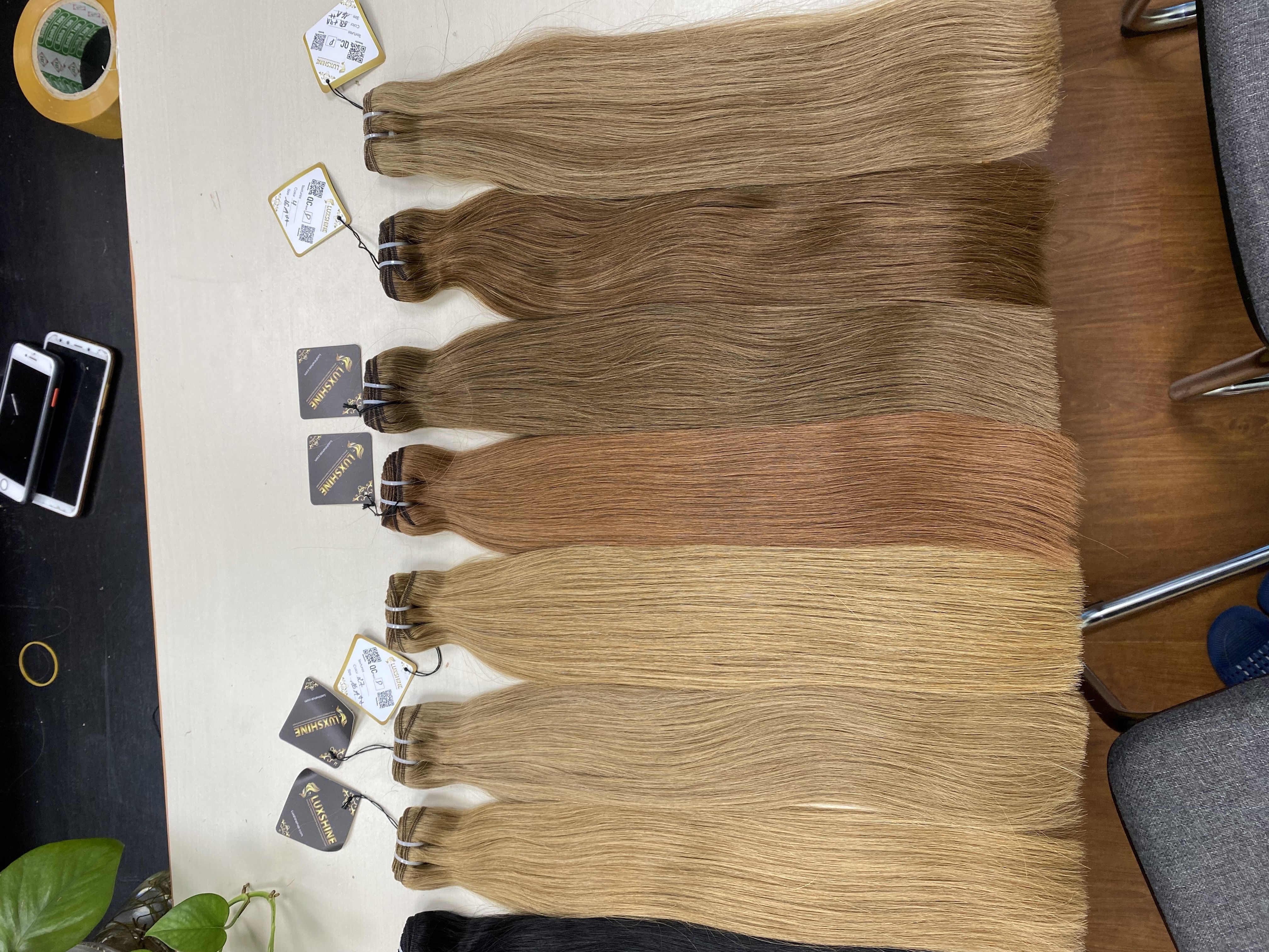 100% Raw Vietnamese Human Hair Extensions Light Colors Machine Weft Straight With Standard Double Drawn From Luxshine Hair