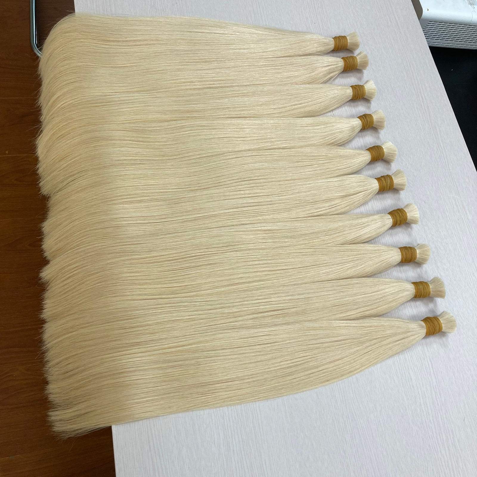 Cuticle Aligned Remy Hair Vietnamese Double Drawn High Quality Hair Raw Bulk White Blonde Hair