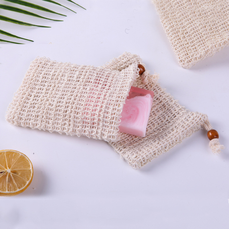 Reusable Linen Cotton Mesh Drawstring Packaging Soap Saver Gift Pouch Organic Cosmetic Soap Bag