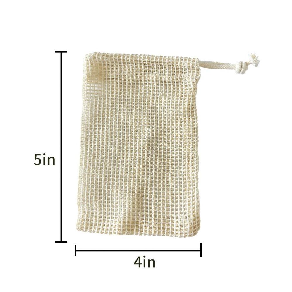 Eco Friendly Natural Exfoliating Bath Soap Mesh Drawstring Pouch Bag Organic Biodegradable Hemp Cotton Soap Bag