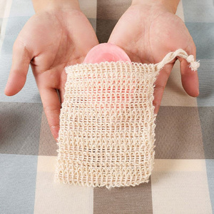 linen natural recycle organic net with drawstring cotton mesh soap bag pouch