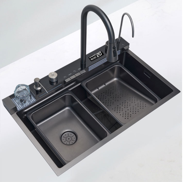 Single Sink Stainless Steel Kitchen Sink Single Bowl with Dish Rack Under Sinks