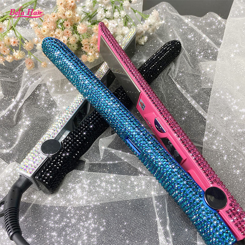 Bling Flat Iron Vapor,Wholesale Custom Private Label Flat Iron, Led Display Steam Bling Hair Straightener