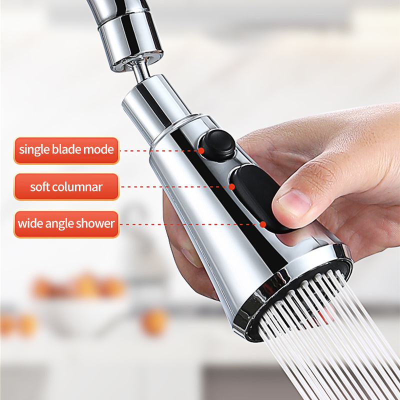 Kitchen replacement 3 mode pull out kitchen faucets bathroom tap shower spray head