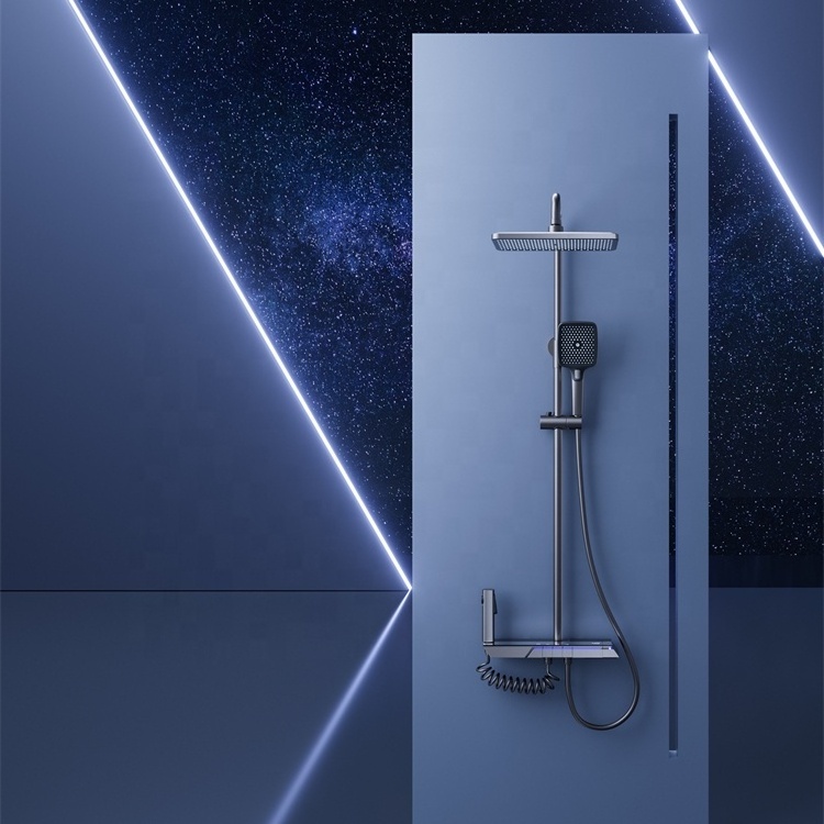 New design pressurized piano key head faucet system thermostatic bathroom rainfall shower fixtures smart shower