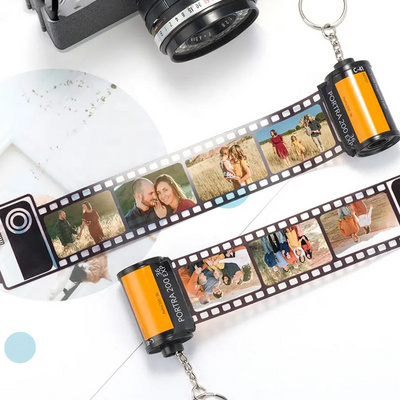 New Product Camera keychain PET plastic loving memory film keychains sublimation camera roll keychain