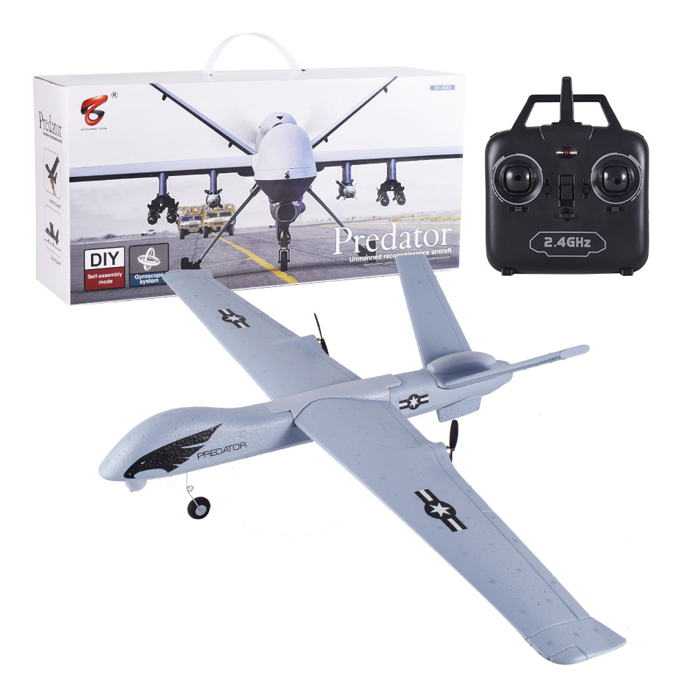 medium predator 2.4g 2 channel 150 meters flying distance foam diy toy rc airplane radio control glider