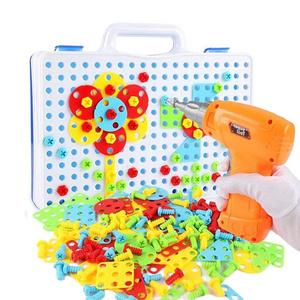 Children STEM gift electric drill diy take apart construction block manipulative educational toy