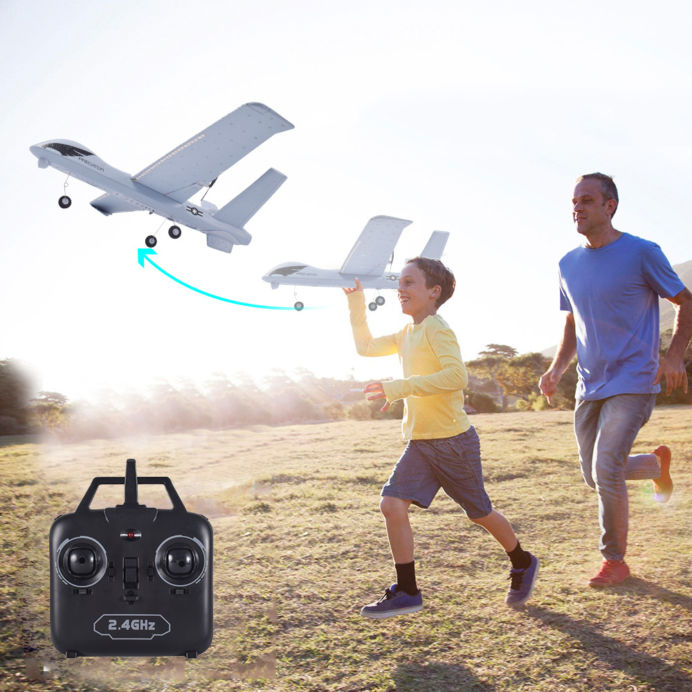 medium predator 2.4g 2 channel 150 meters flying distance foam diy toy rc airplane radio control glider