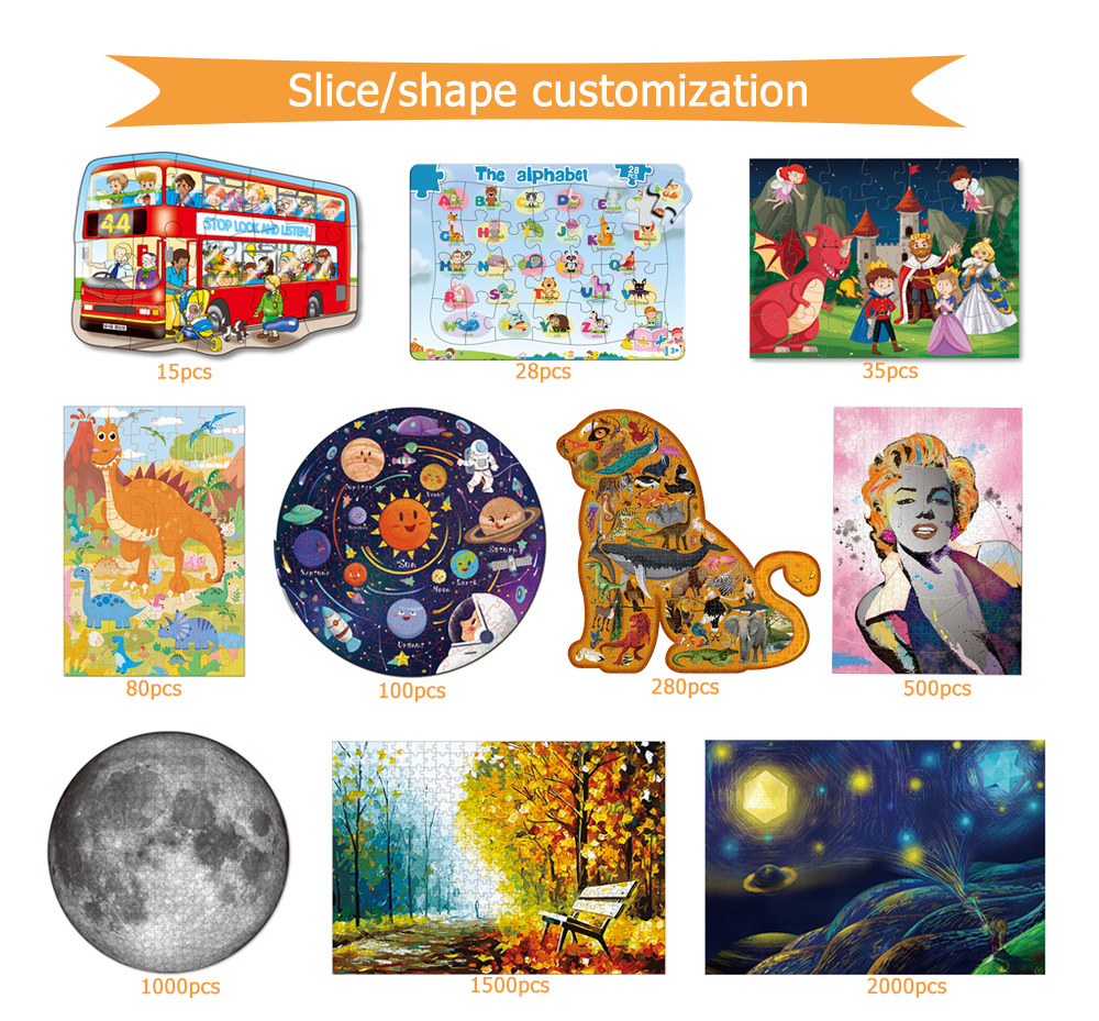 FSC custom A1 A2 A3 A4 A5 printable blank sublimation UV machine cardboard puzzle 16 24 100 300 500 pieces 1000pcs jigsaw puzzle