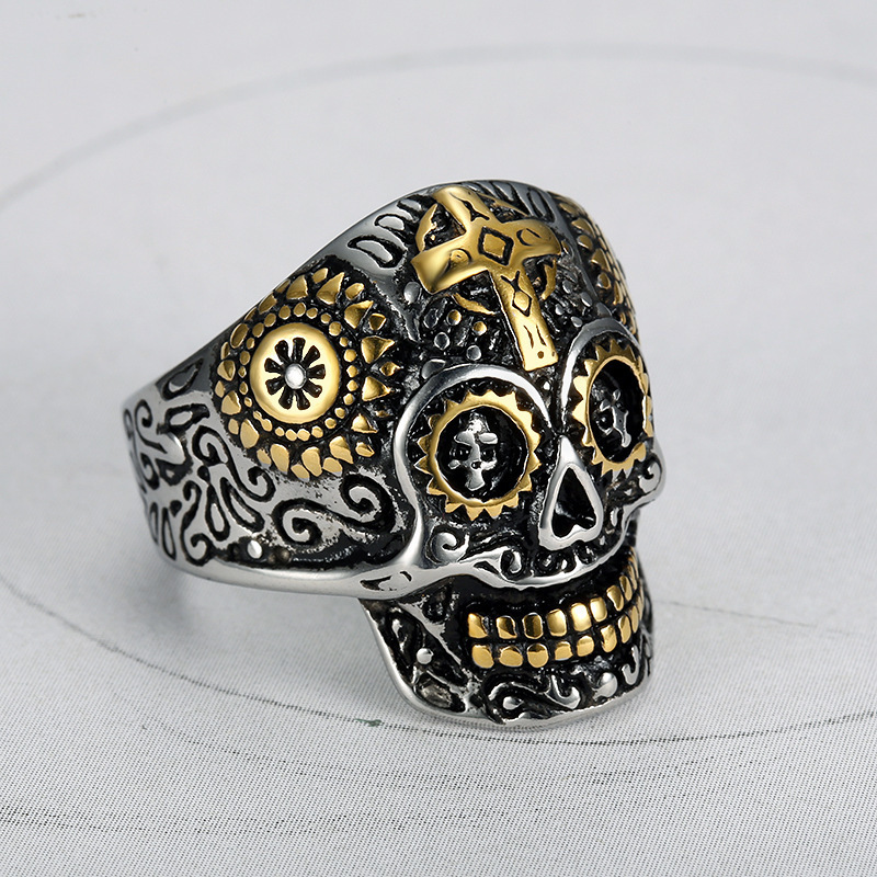 Customized Vintage Biker Jewelry Rings Hiphop Punk Style 316L Stainless Steel Fashion Skull Ring For Men