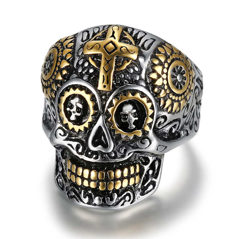 Customized Vintage Biker Jewelry Rings Hiphop Punk Style 316L Stainless Steel Fashion Skull Ring For Men