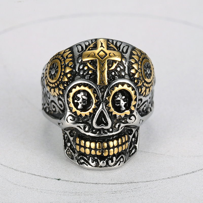 Customized Vintage Biker Jewelry Rings Hiphop Punk Style 316L Stainless Steel Fashion Skull Ring For Men