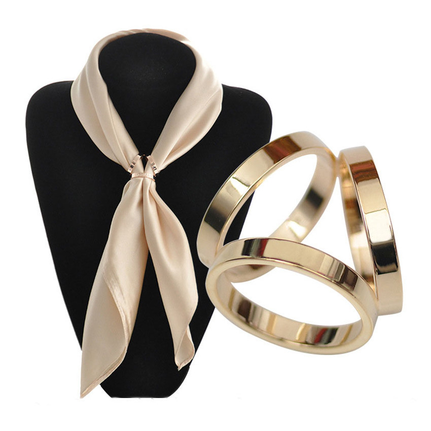 Customized High Quality 18k Gold Plated Stainless Steel Three Circles Scarf Buckle Ring For Scarf Silk scarves Accessories