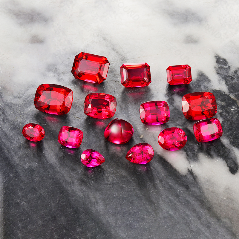 Hot Sale Lab Created Ruby Stone Red 9x11mm 5ct Emerald cut Loose Ruby Gemstone price per gram