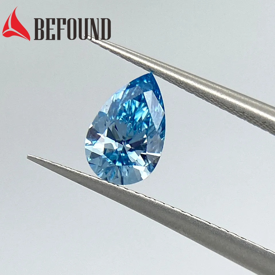 Luxury High Quality 1ct 2ct Lab Grown Diamond with IGI Certificate Blue Pear Shape Custom Lab Made Diamonds for Pendant Jewelry