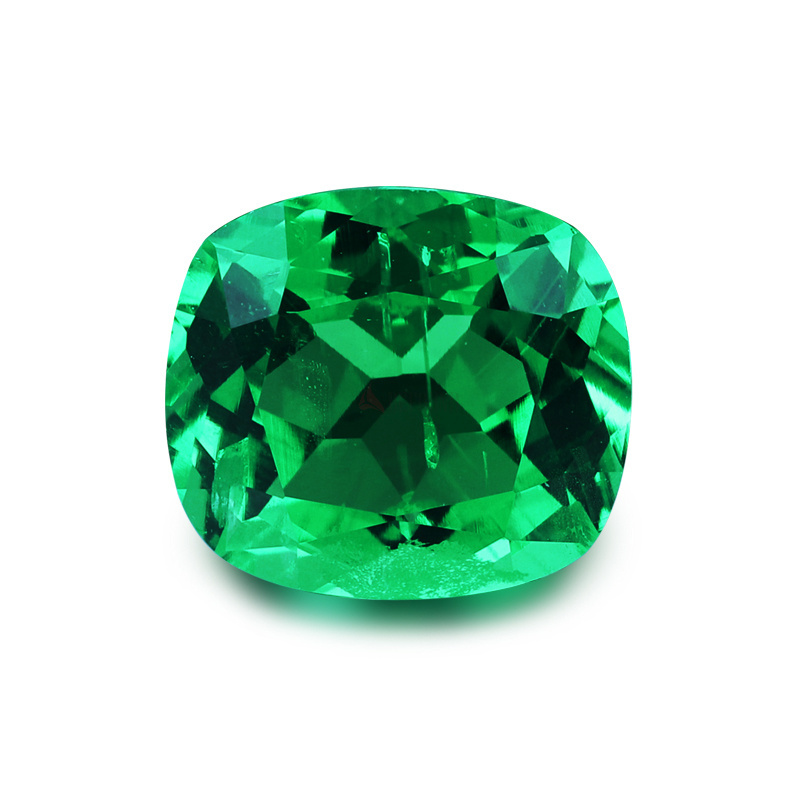 Synthetic Gemstone Cushion diamond cut 10x10mm Lab grown Colombian Emerald Price per carat for sale