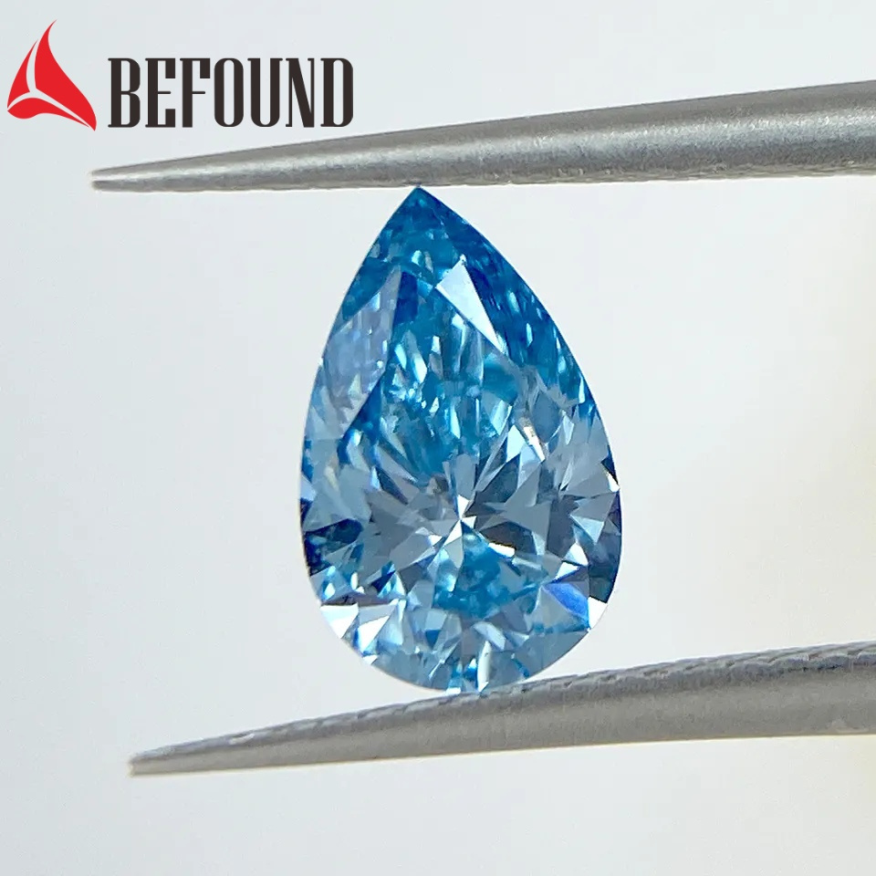 Luxury High Quality 1ct 2ct Lab Grown Diamond with IGI Certificate Blue Pear Shape Custom Lab Made Diamonds for Pendant Jewelry