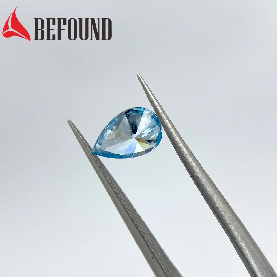 Luxury High Quality 1ct 2ct Lab Grown Diamond with IGI Certificate Blue Pear Shape Custom Lab Made Diamonds for Pendant Jewelry