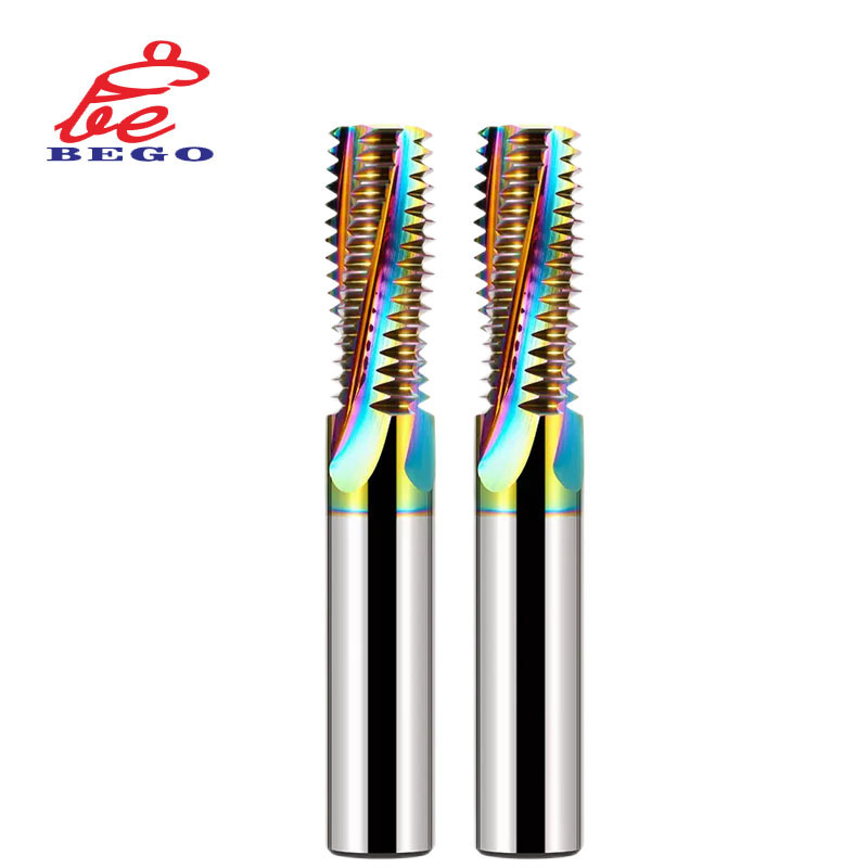 Carbide End Mill Dlc Colorful Coating Milling Cutter Full Tooth Thread End Mill For Aluminum