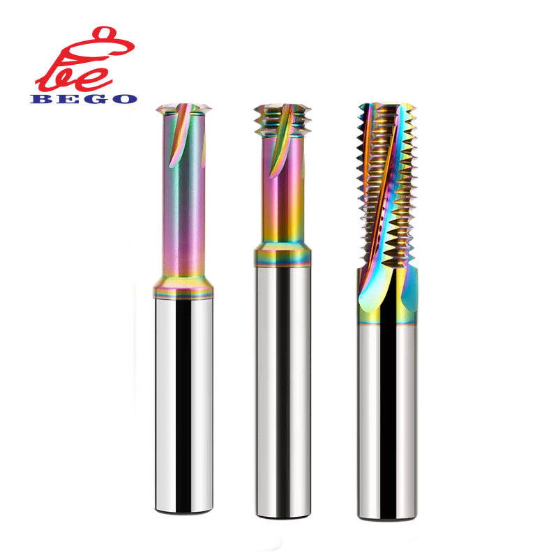 Carbide End Mill Dlc Colorful Coating Milling Cutter Full Tooth Thread End Mill For Aluminum