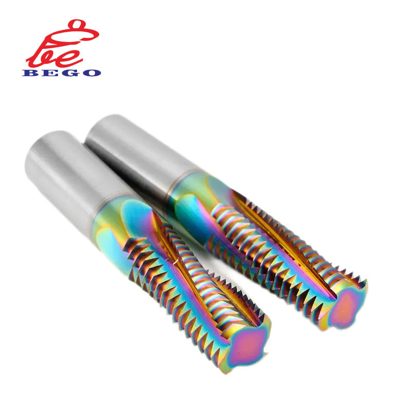 Carbide End Mill Dlc Colorful Coating Milling Cutter Full Tooth Thread End Mill For Aluminum