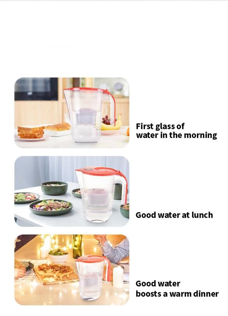 OEM food grade with filter element alkaline water filter large capacity Portable activated carbon with handle water filter jug