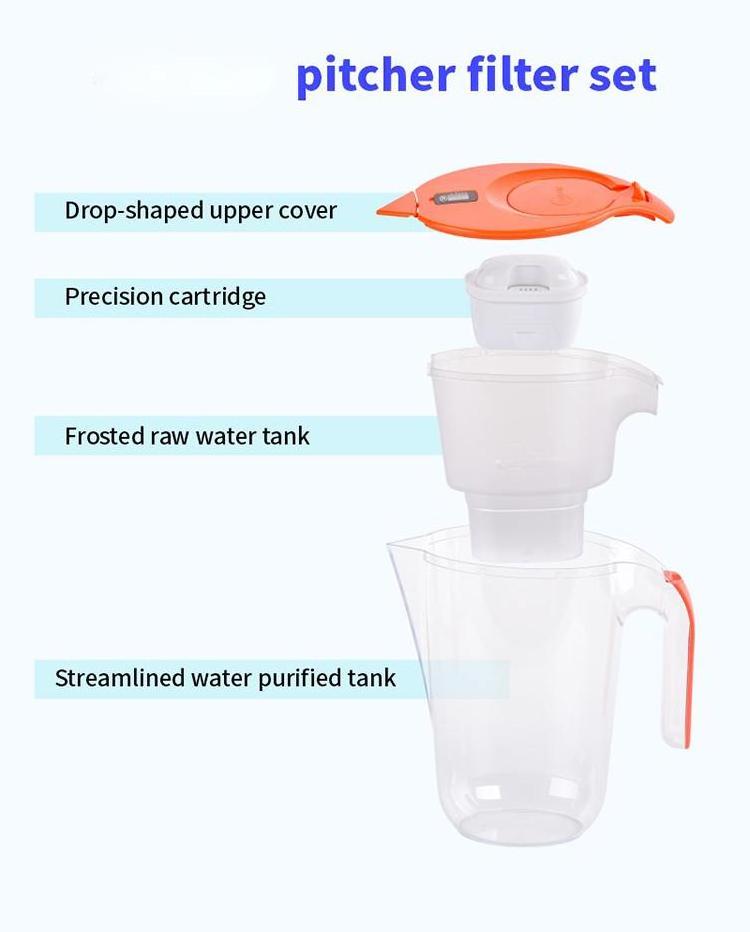 OEM food grade with filter element alkaline water filter large capacity Portable activated carbon with handle water filter jug