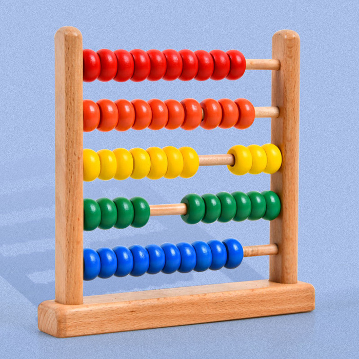 Wooden Abacus for Kids Math 5-Row Wooden Frame Abacus Counting Frame Educational Toy