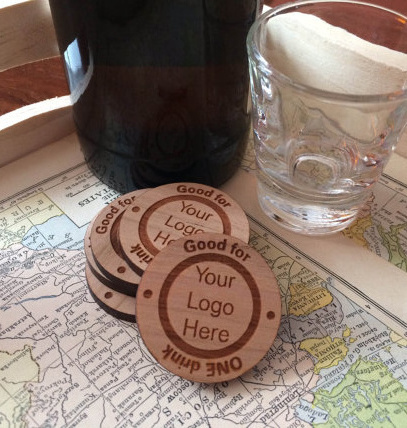 Natural wooden drink tokens,custom bar tokens,laser engraved wood tokens